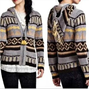 Sparrow Anthropologie Gray Wool Blend Knit Hooded Cardigan Women’s Large